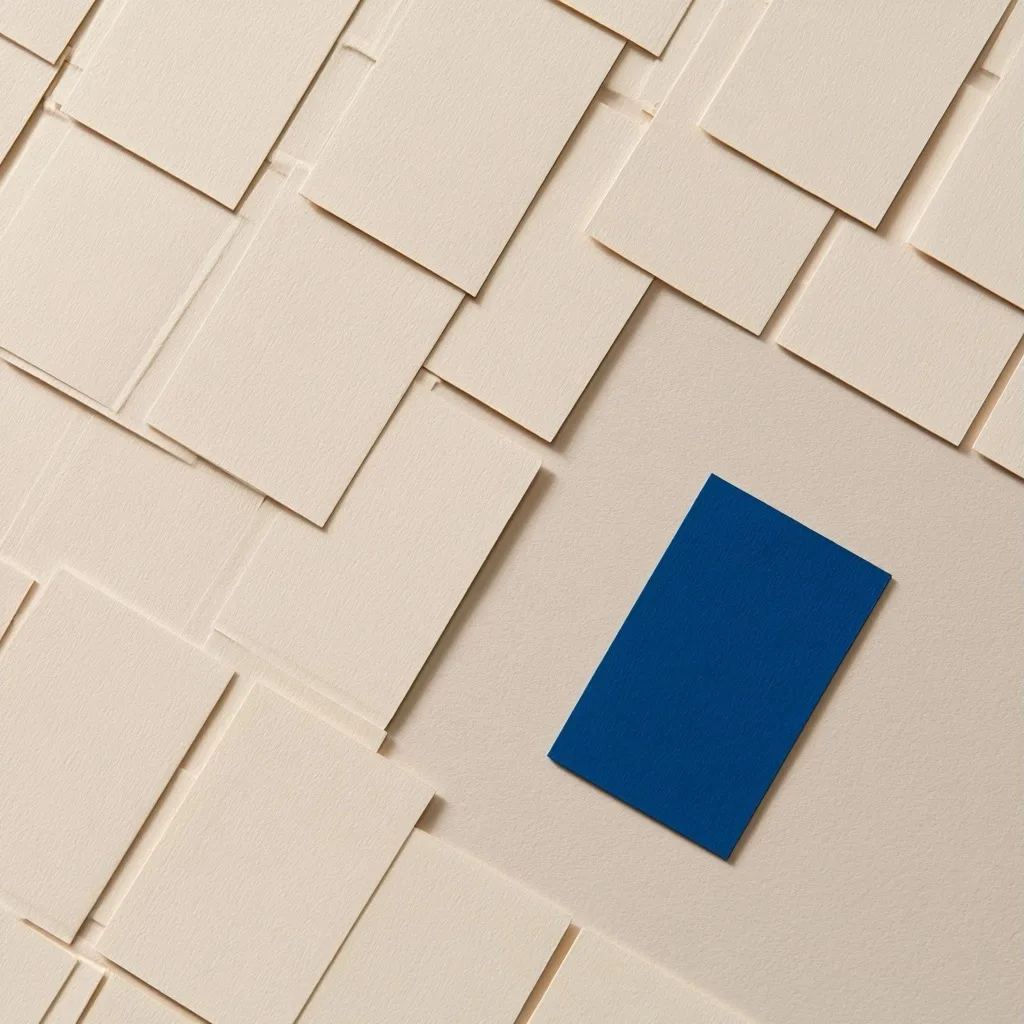 Rectangles de papier ivoire avec un rectangle bleu isolé pour expliquer le comptage